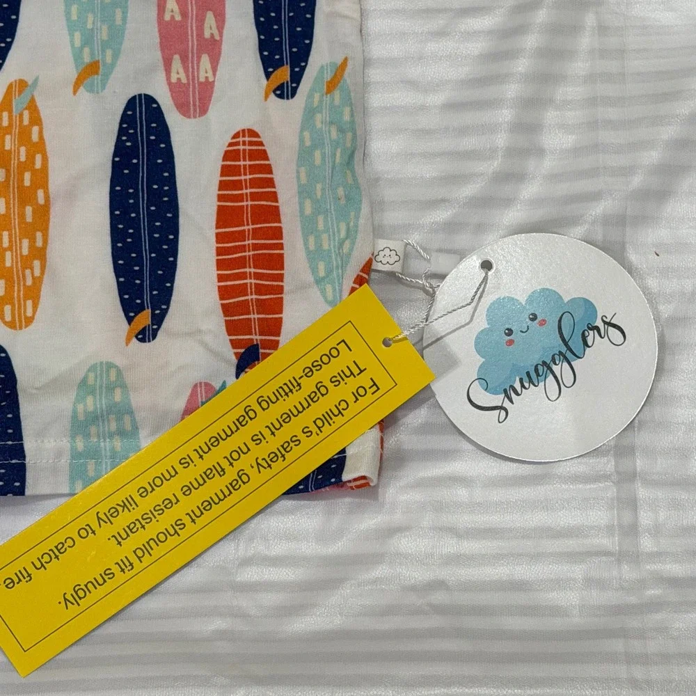 Snugglers Bamboo Viscose Surfboard Pajama Set Pink Blue Orange 4T NEW - Picture 3 of 4